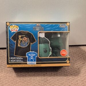 Funko Pop! Black Panther Wakanda Forever Namor T-Shirt Set with Funko Pop NIB